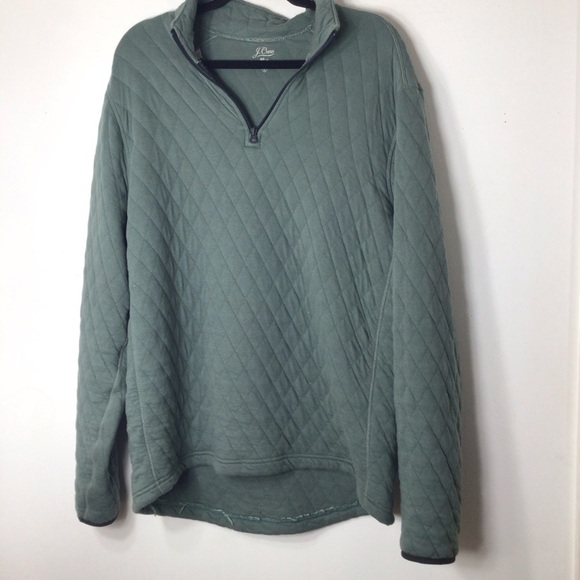 J Crew pullover quilted fleece women green large - Picture 1 of 11